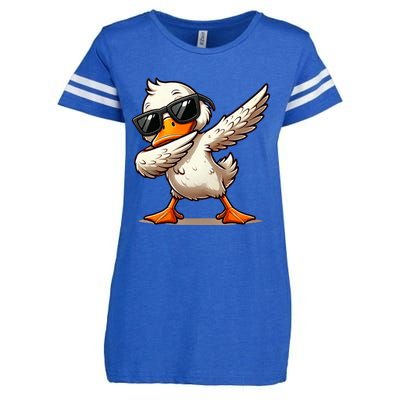 Dabbing Duck With Sunglasses Funny Cartoon Graphic Enza Ladies Jersey Football T-Shirt