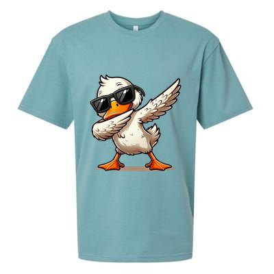 Dabbing Duck With Sunglasses Funny Cartoon Graphic Sueded Cloud Jersey T-Shirt
