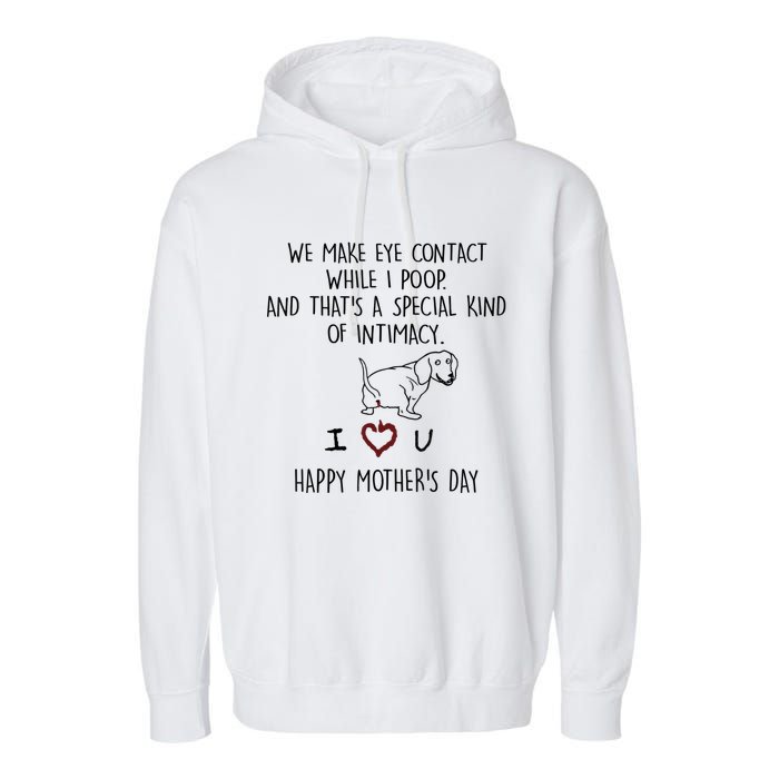 Dachshund Dog We Make Eye Contact While I Poop Happy Mothers Day Funny Gift Garment-Dyed Fleece Hoodie