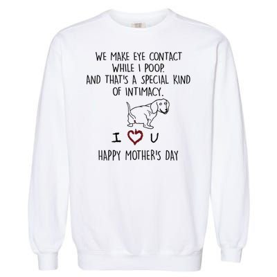 Dachshund Dog We Make Eye Contact While I Poop Happy Mothers Day Funny Gift Garment-Dyed Sweatshirt