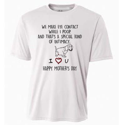 Dachshund Dog We Make Eye Contact While I Poop Happy Mothers Day Funny Gift Cooling Performance Crew T-Shirt