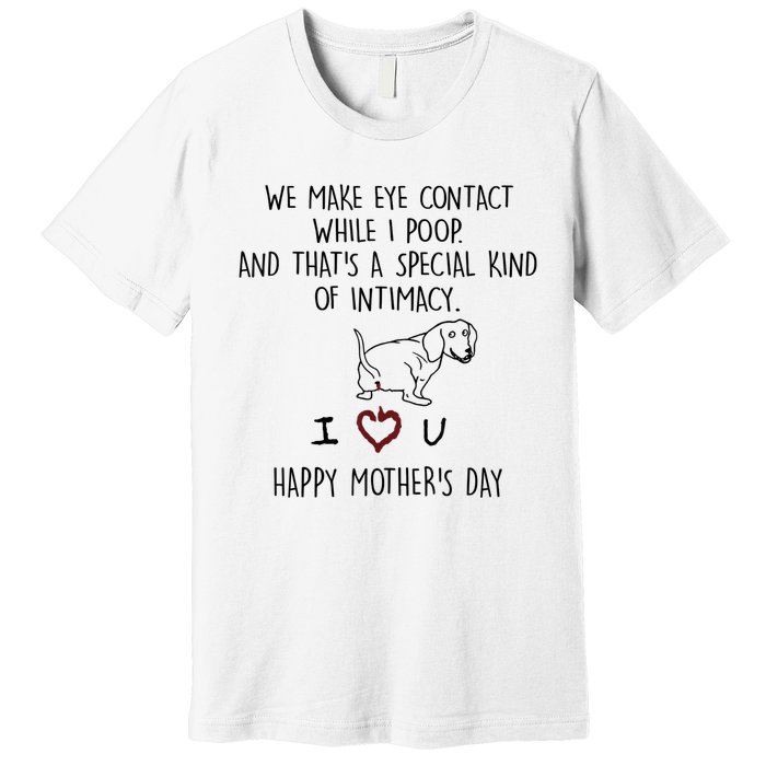 Dachshund Dog We Make Eye Contact While I Poop Happy Mothers Day Funny Gift Premium T-Shirt