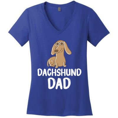 Dachshund Dad Wiener Dog Funny Dog Lover Fathers Day Gift Women's V-Neck T-Shirt