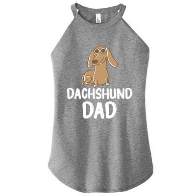 Dachshund Dad Wiener Dog Funny Dog Lover Fathers Day Gift Women's Perfect Tri Rocker Tank