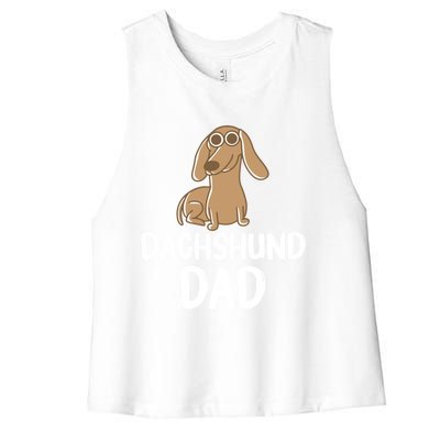 Dachshund Dad Wiener Dog Funny Dog Lover Fathers Day Gift Women's Racerback Cropped Tank