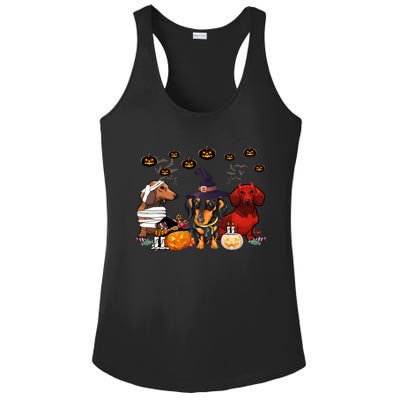 Dachshund Dog Witch Mummy Pumpkin Halloween Spooky Season Gift Ladies PosiCharge Competitor Racerback Tank