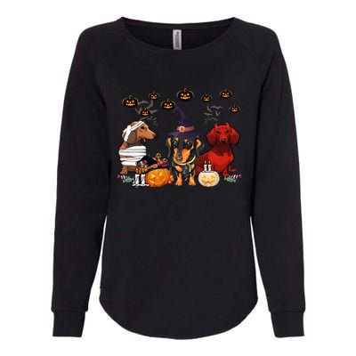 Dachshund Dog Witch Mummy Pumpkin Halloween Spooky Season Gift Womens California Wash Sweatshirt