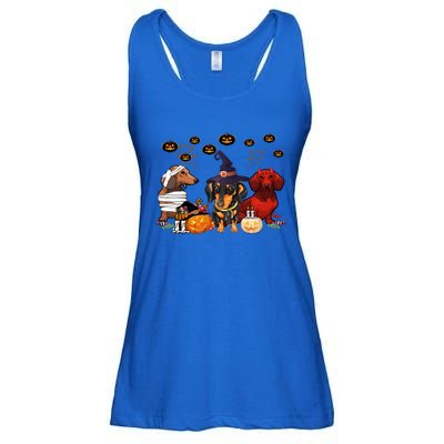 Dachshund Dog Witch Mummy Pumpkin Halloween Spooky Season Gift Ladies Essential Flowy Tank