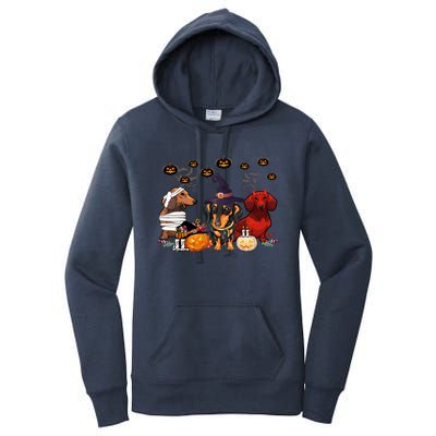 Dachshund Dog Witch Mummy Pumpkin Halloween Spooky Season Gift Women's Pullover Hoodie