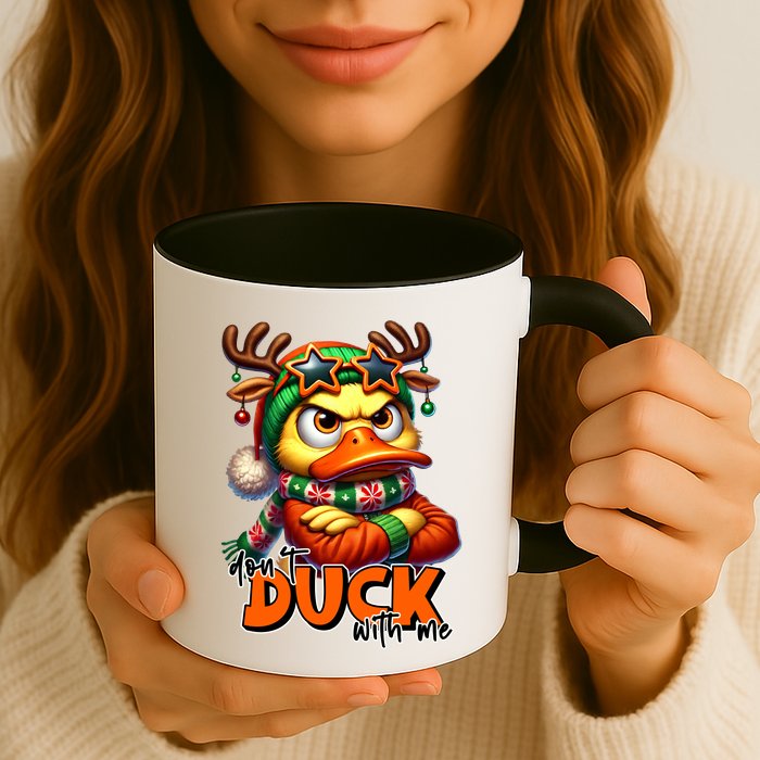 Dont Duck With Me Funny Sarcastic Grumpy Duck Christmas Mug