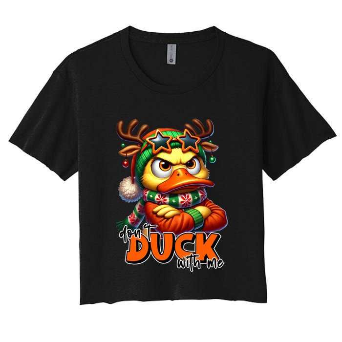 Dont Duck With Me Funny Sarcastic Grumpy Duck Christmas Crop Top