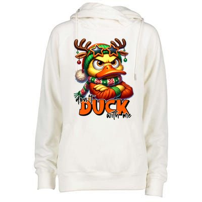 Dont Duck With Me Funny Sarcastic Grumpy Duck Christmas Womens Funnel Neck Pullover Hood