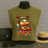 Dont Duck With Me Funny Sarcastic Grumpy Duck Christmas Garment-Dyed Women's Muscle Tee