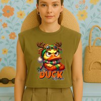 Dont Duck With Me Funny Sarcastic Grumpy Duck Christmas Garment-Dyed Women's Muscle Tee
