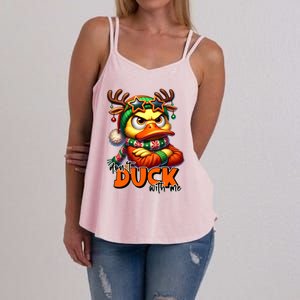 Dont Duck With Me Funny Sarcastic Grumpy Duck Christmas Women's Strappy Tank