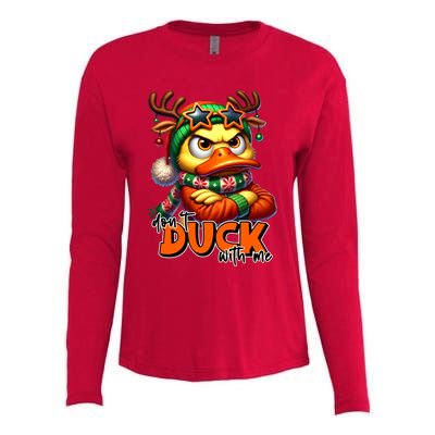 Dont Duck With Me Funny Sarcastic Grumpy Duck Christmas Womens Cotton Relaxed Long Sleeve T-Shirt