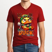 Dont Duck With Me Funny Sarcastic Grumpy Duck Christmas V-Neck T-Shirt