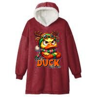 Dont Duck With Me Funny Sarcastic Grumpy Duck Christmas Hooded Wearable Blanket