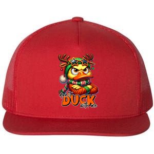 Dont Duck With Me Funny Sarcastic Grumpy Duck Christmas Flat Bill Trucker Hat