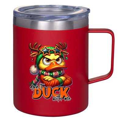 Dont Duck With Me Funny Sarcastic Grumpy Duck Christmas 12oz Stainless Steel Coffee Mug