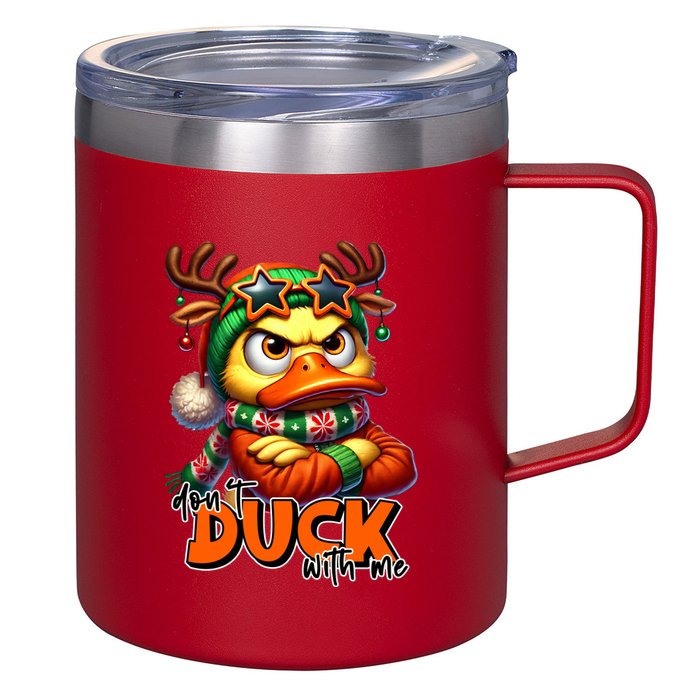 Dont Duck With Me Funny Sarcastic Grumpy Duck Christmas 12oz Stainless Steel Coffee Mug
