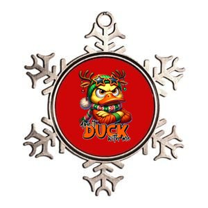 Dont Duck With Me Funny Sarcastic Grumpy Duck Christmas Metallic Star Ornament