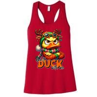 Dont Duck With Me Funny Sarcastic Grumpy Duck Christmas Women's Racerback Tank