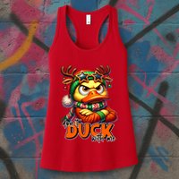 Dont Duck With Me Funny Sarcastic Grumpy Duck Christmas Womens Tank Top