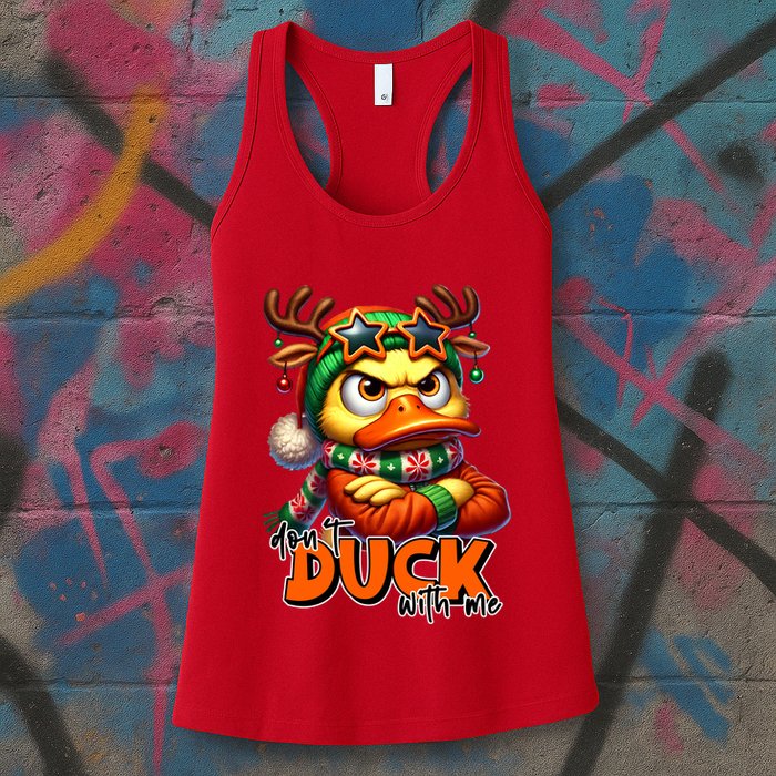 Dont Duck With Me Funny Sarcastic Grumpy Duck Christmas Womens Tank Top