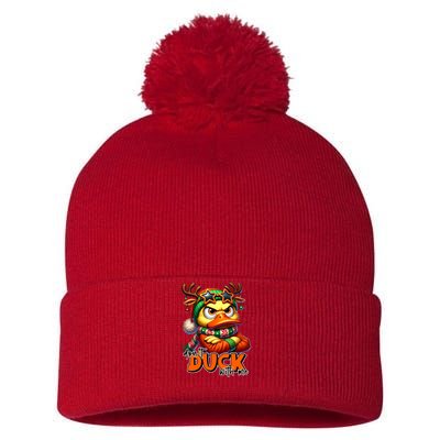 Dont Duck With Me Funny Sarcastic Grumpy Duck Christmas Pom Pom 12in Knit Beanie