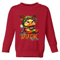 Dont Duck With Me Funny Sarcastic Grumpy Duck Christmas Toddler Sweatshirt