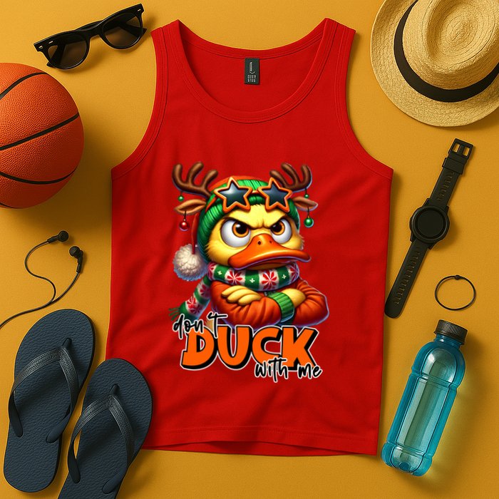 Dont Duck With Me Funny Sarcastic Grumpy Duck Christmas Tank Top
