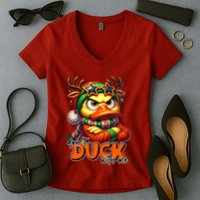 Dont Duck With Me Funny Sarcastic Grumpy Duck Christmas Women's V-Neck T-Shirt
