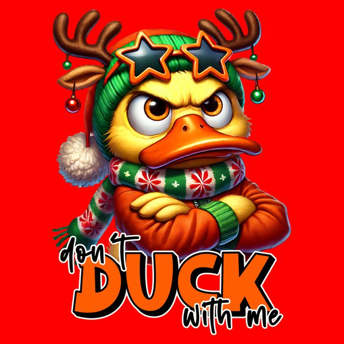 Dont Duck With Me Funny Sarcastic Grumpy Duck Christmas Women's V-Neck T-Shirt