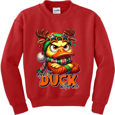 Dont Duck With Me Funny Sarcastic Grumpy Duck Christmas Kids Sweatshirt