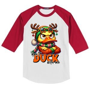 Dont Duck With Me Funny Sarcastic Grumpy Duck Christmas Kids Colorblock Raglan Jersey