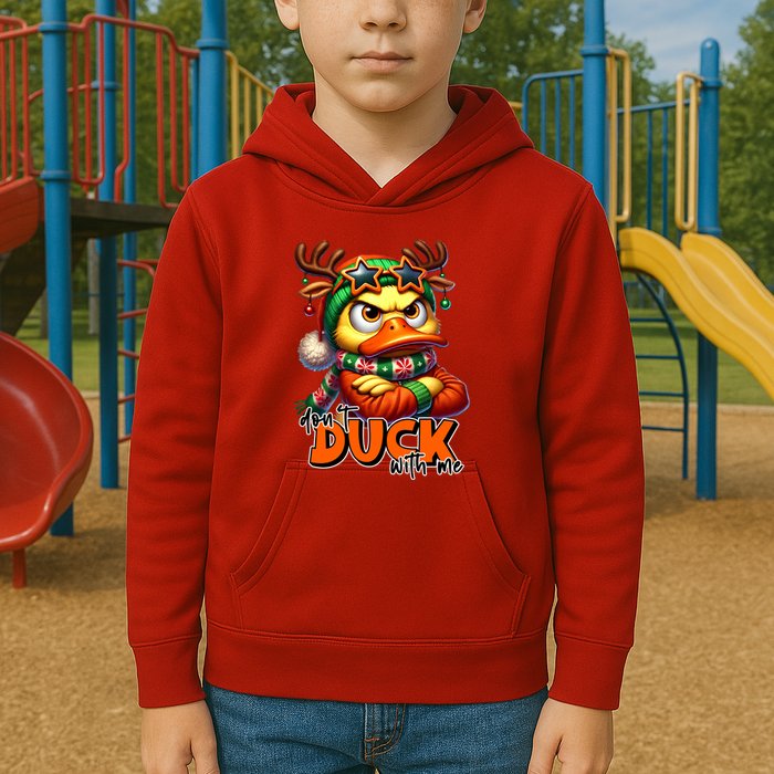 Dont Duck With Me Funny Sarcastic Grumpy Duck Christmas Kids Hoodie