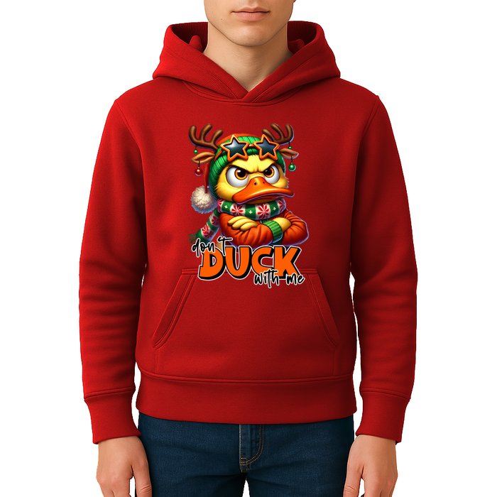 Dont Duck With Me Funny Sarcastic Grumpy Duck Christmas Kids Hoodie