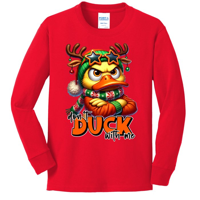 Dont Duck With Me Funny Sarcastic Grumpy Duck Christmas Kids Long Sleeve Shirt