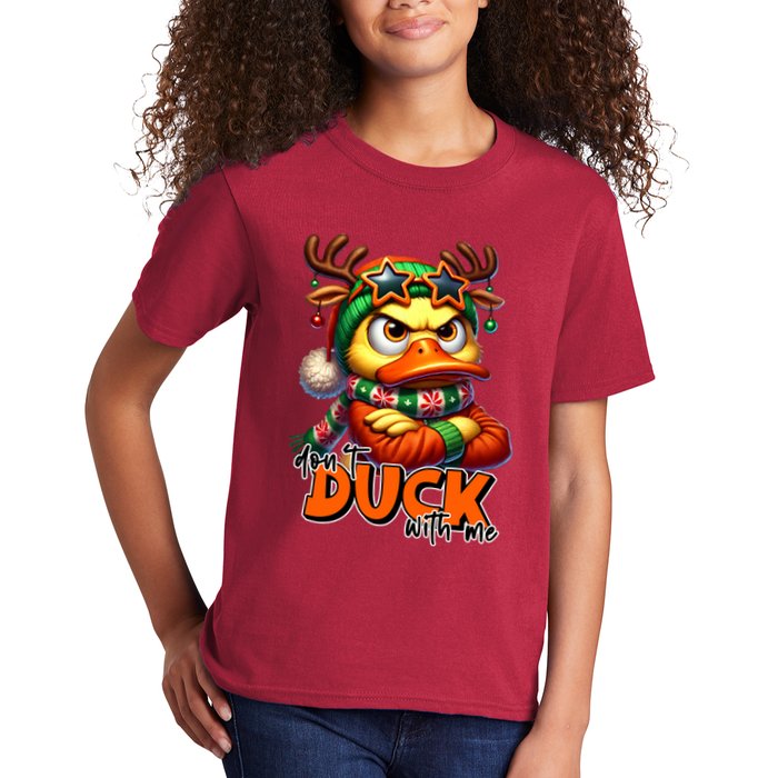 Dont Duck With Me Funny Sarcastic Grumpy Duck Christmas Kids T-Shirt