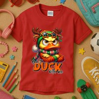 Dont Duck With Me Funny Sarcastic Grumpy Duck Christmas Kids T-Shirt