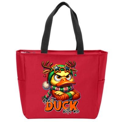 Dont Duck With Me Funny Sarcastic Grumpy Duck Christmas Zip Tote Bag
