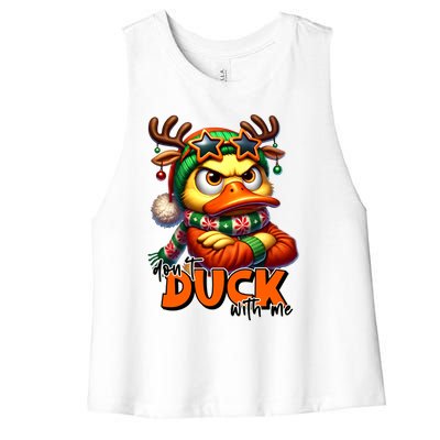 Dont Duck With Me Funny Sarcastic Grumpy Duck Christmas Women's Racerback Cropped Tank