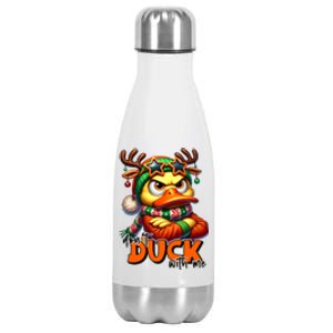 Dont Duck With Me Funny Sarcastic Grumpy Duck Christmas Stainless Steel Insulated Water Bottle