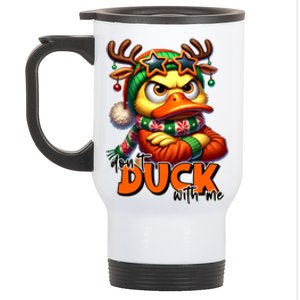 Dont Duck With Me Funny Sarcastic Grumpy Duck Christmas Stainless Steel Travel Mug