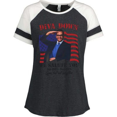 Diva Down We Salute You George Santos Enza Ladies Jersey Colorblock Tee