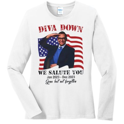 Diva Down We Salute You George Santos Ladies Long Sleeve Shirt