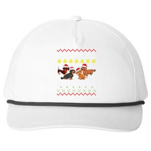 Dachshund Dogs With Noel Costume Dancing Through The Snow Meaningful Gift Snapback Five-Panel Rope Hat