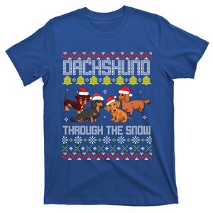 Dachshund Dogs With Noel Costume Dancing Through The Snow Meaningful Gift T-Shirt