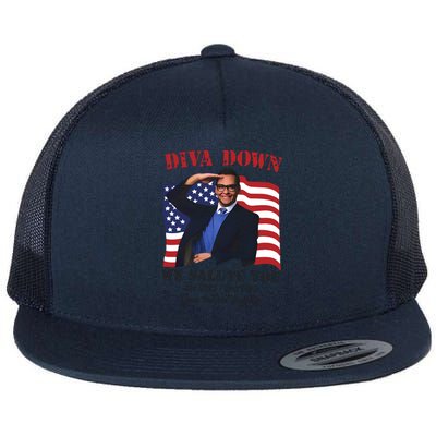 Diva Down We Salute You George Santos Flat Bill Trucker Hat